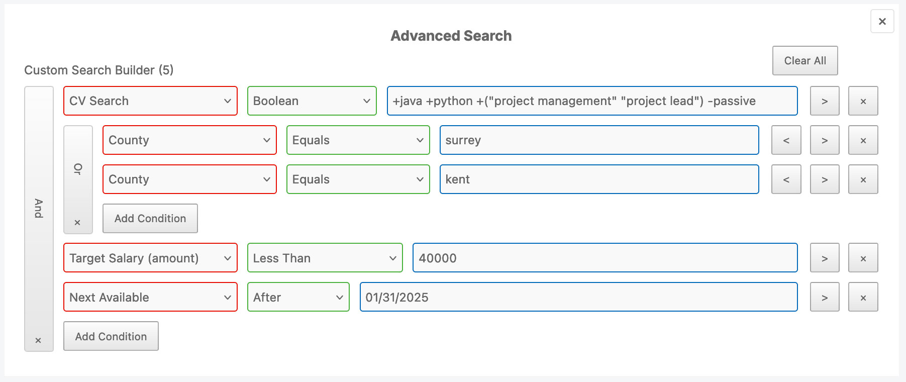 Advanced Search Builder