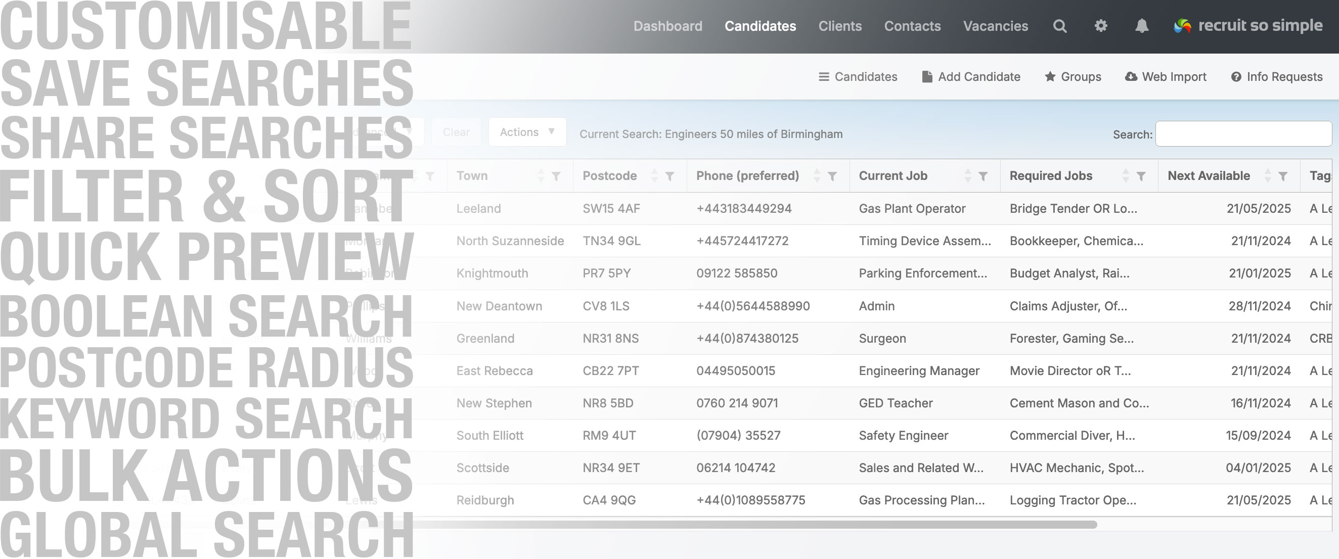 Steamlined Candidates Grid