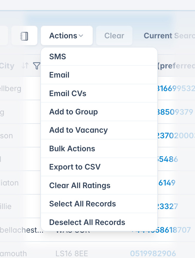 Bulk actions