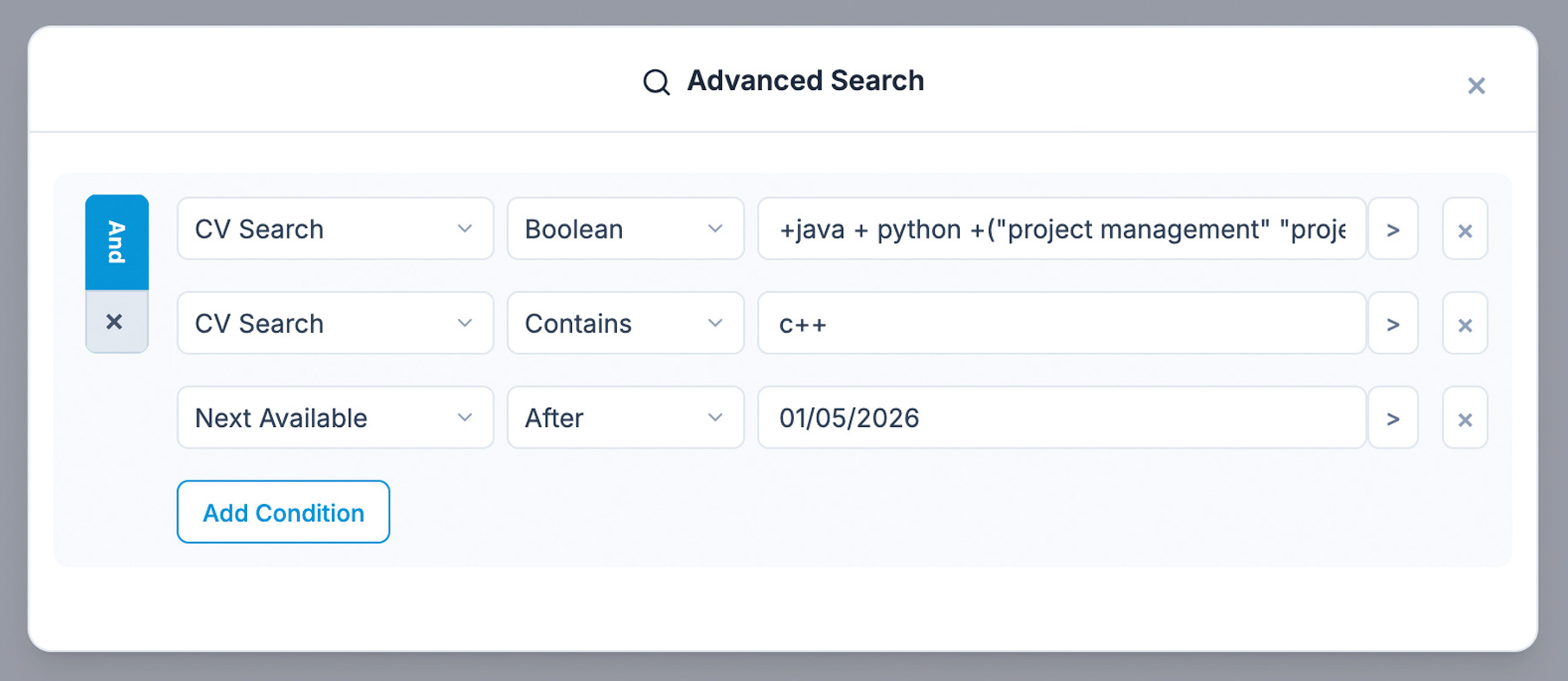CV searching